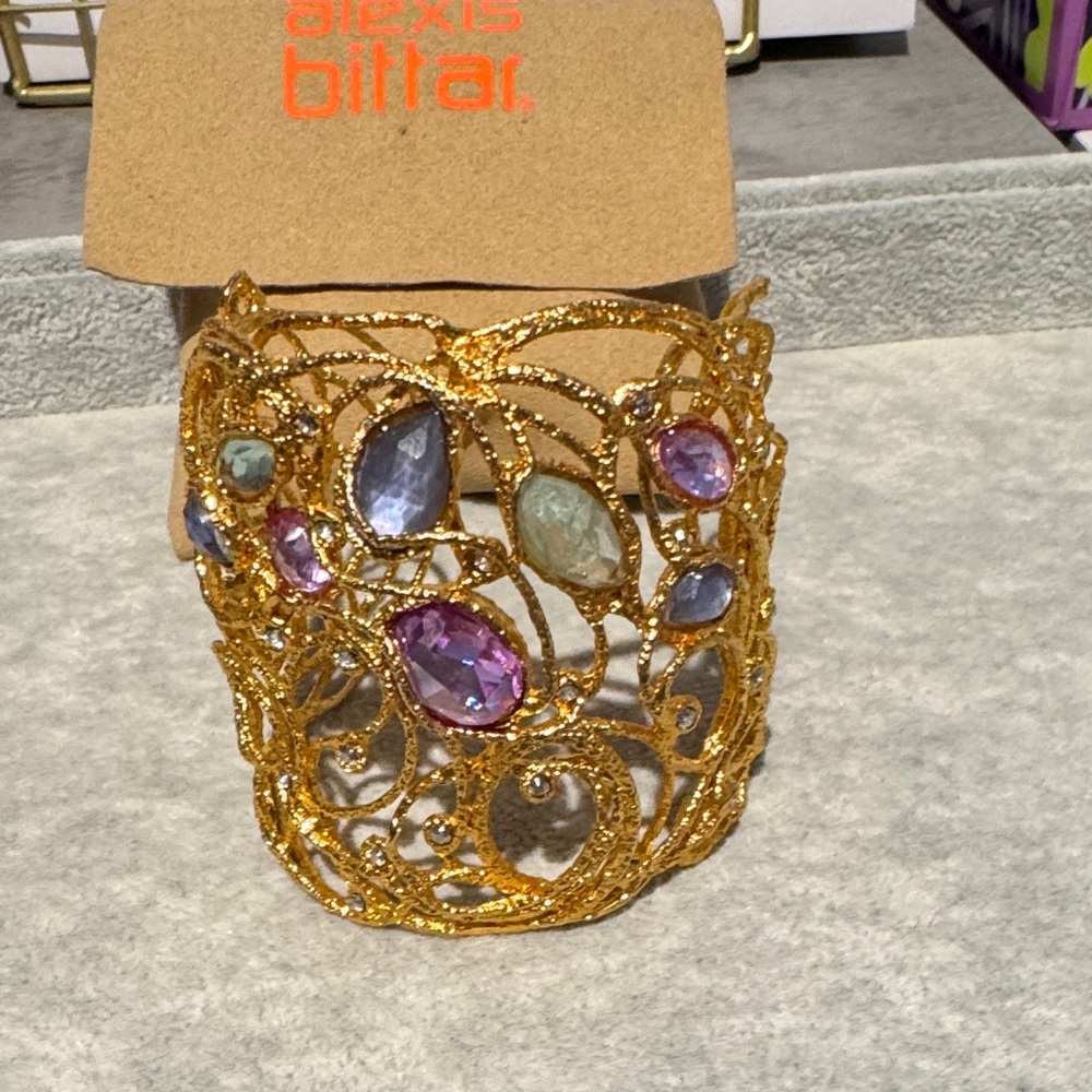 Alexis Bittar Gold Cuff with Purple and Green Accents - Picture 3 of 3